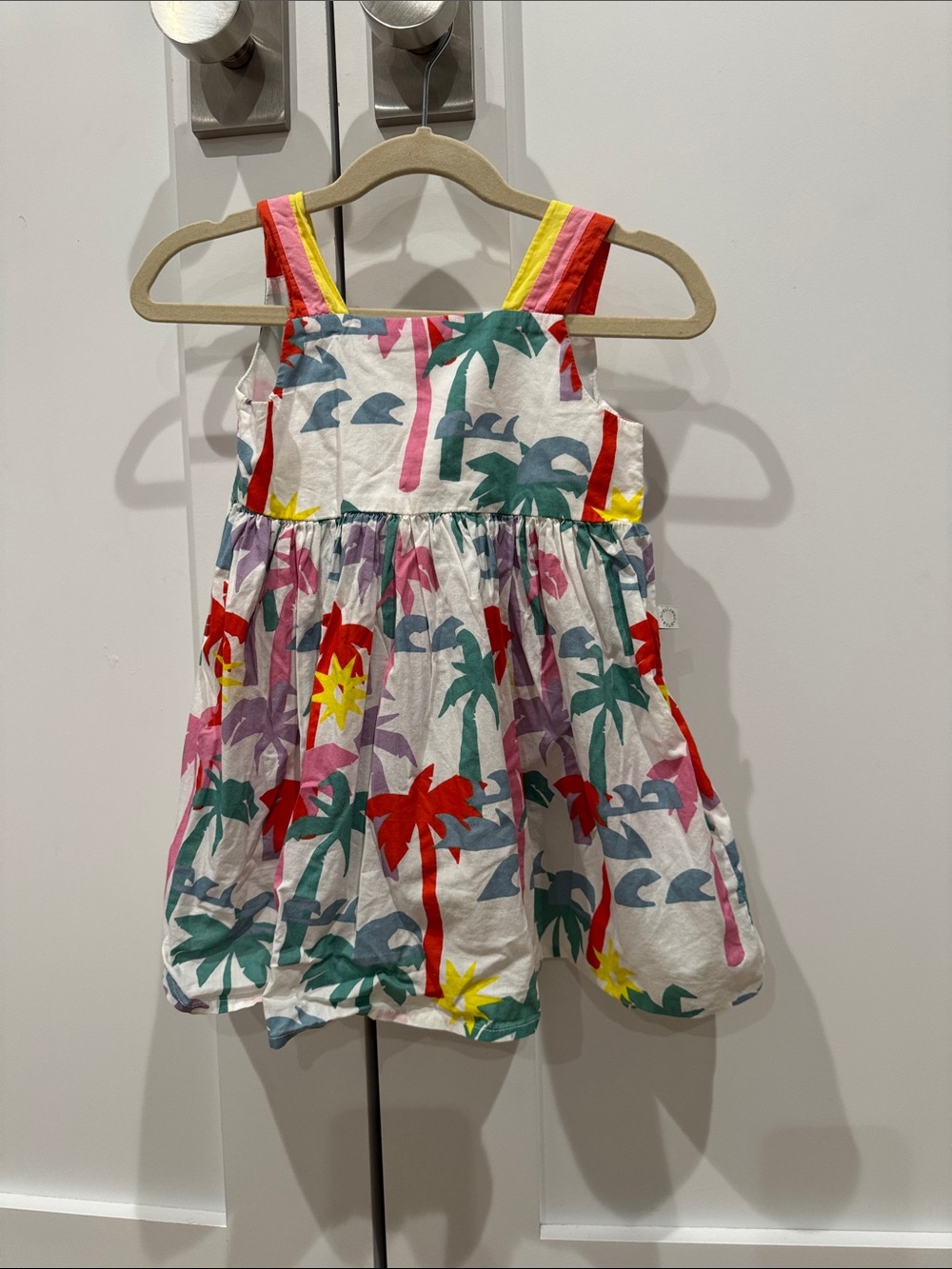 Stella McCartney White Sundress with Multicolor Palm Print
